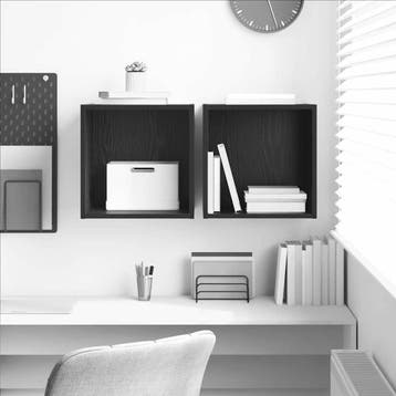vidaXL Wandkast 2 st Zwart Eiken 37 x 37 x 37 cm Bewerkt, Huis en Inrichting, Kasten | Wandmeubels, Verzenden, Nieuw