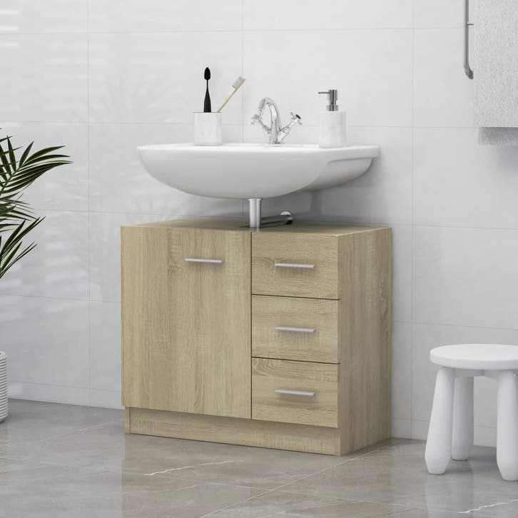 vidaXL Wastafelkast 63x30x54 cm bewerkt hout sonoma, Maison & Meubles, Salle de bain | Meubles de Salle de bain, Envoi