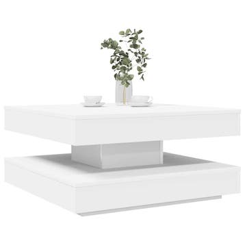 vidaXL Salontafel 360 graden draaibaar 70x70x34,5 cm wit, Verzenden, Nieuw