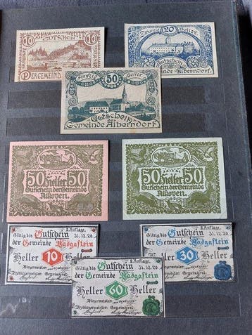 Oostenrijk. - 134 Notgeldscheine im Album Heller 1920s