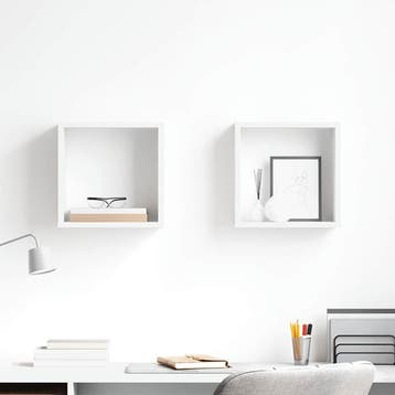 vidaXL Wandschappen kubus 2 st 30x15x30 cm wit, Verzenden, Nieuw