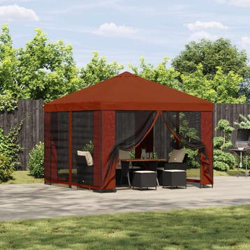 vidaXL Tuin gazebo met zijwanden 3 x 3 m Terracotta, Verzenden, Nieuw