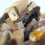 Rode en zwarte calciet, drievoudige kristallisatie, Mexico