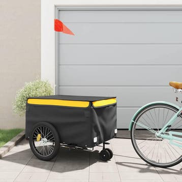 vidaXL Fietstrailer 45 kg ijzer zwart en geel, Verzenden, Nieuw