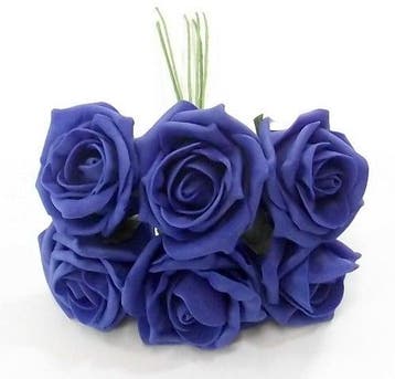 Foamroos princess kleurvast royal blue koningsblauw 6 cm, Nieuw