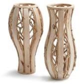 Wooden vase wide 22x22x44 cm, Nieuw