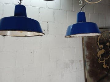 Plafondlamp (2) - Vintage industriële emaille hanglamp -