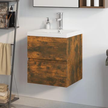 vidaXL Wastafelkast met ingebouwde wasbak bewerkt hout, Verzenden