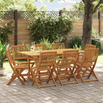 vidaXL 9-delige Tuinset 180x90x75 cm massief acaciahout, Verzenden, Tuinset