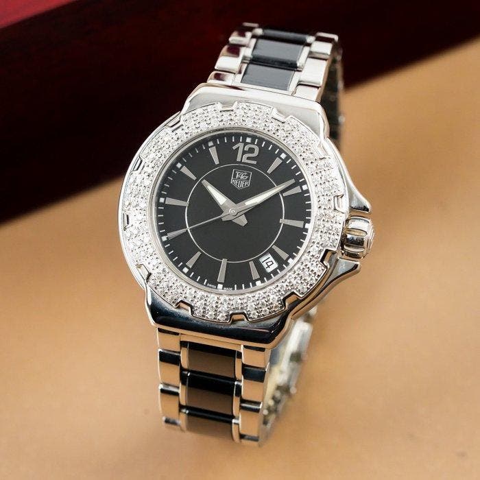 TAG Heuer - Formula 1 Lady-Diamond Bezel & Ceramic Bacelet -, Handtassen en Accessoires, Horloges | Antiek