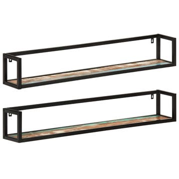 vidaXL Wandschappen 2 st 110x17x17 cm massief gerecycled, Verzenden