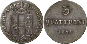 3 Quattrini 1846, Italien-florenz Leopold Ii von Habsburg..., Verzenden, België