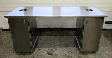 RVS Werktafel met 2 afvalruimtes, B178 x D70 x H90cm