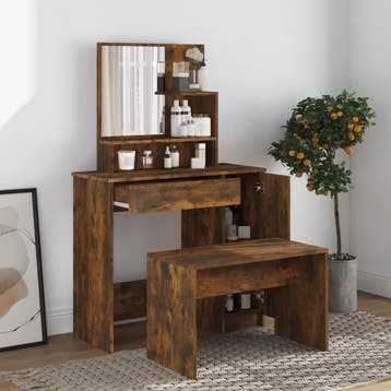 vidaXL Kaptafelset 86,5x35x136 cm gerookt eiken, Verzenden, Nieuw
