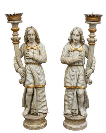 Scuola italiana (XVIII) - sculptuur, Coppia di angeli