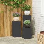 vidaXL Plantenstand 3 pcs Zwart Staal, Tuin en Terras, Verzenden, Nieuw