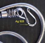 Collier chaîne serpent en argent 925, articulé, 62 cm, 55 g