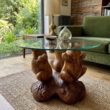 Middentafel - Hout - Basis met kikkers, Antiek en Kunst