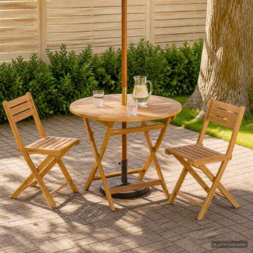 vidaXL Vouwtuin Tafel Naturel Ø 90 x 75 cm Massief Teakhout, Verzenden, Nieuw
