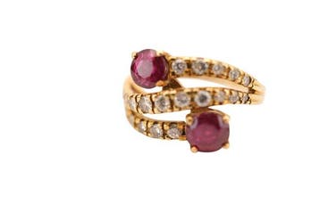 Bague - 18 carats Or jaune - Rubis et diamants, Bijoux, Sacs & Beauté