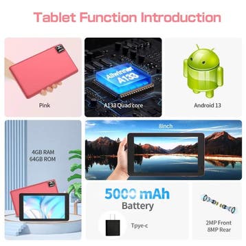 B8 Tablet - 8 Inch Display - 64 GB Opslag - 2 MP / 8 MP, Verzenden