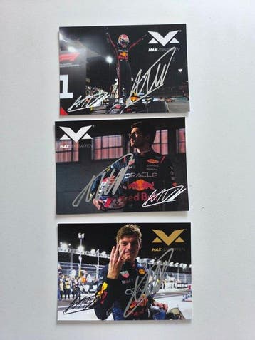 Red Bull Racing - set of 3 Fancards signed - Max Verstappen, Verzamelen, Nieuw