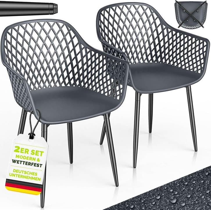 Tuinstoelen - Weerbestendig - Met armleuning - Set van 2 - G, Tuin en Terras, Tuinstoelen, Nieuw, Verzenden