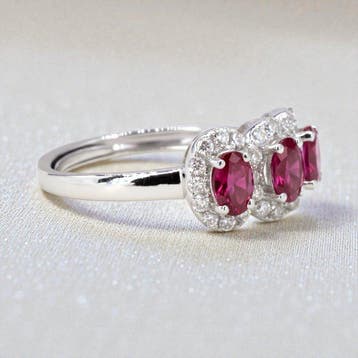 Zonder minimumprijs - Ring Verguld Robijn - Topaas - 18kt, Handtassen en Accessoires, Nieuw