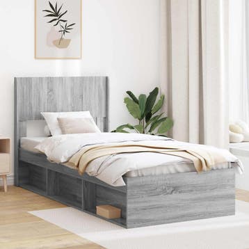 vidaXL Bedframe met opbergruimte en hoofdbord Grijs Sonoma, Verzenden, Nieuw