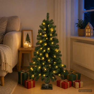 vidaXL Mini Kerstboom 120 cm 100 LEDs Warmwit PVC Groen, Verzenden, Nieuw