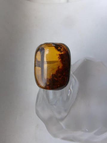 Zilver, Amber - Ring - Art Deco