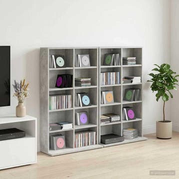 vidaXL CD Kast 2 st Betongrijs 65 x 23,5 x 97,5 cm Bewerkt, Verzenden, Nieuw
