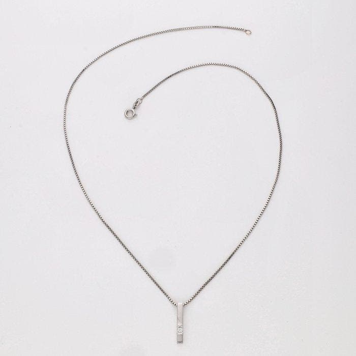 Collier avec pendentif - 14 carats Or blanc Diamant, Bijoux, Sacs & Beauté, Bijoux anciens