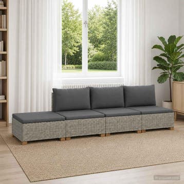 vidaXL 4 st Rieten Loungeset met Kussens GENDT Natuurlijk, Verzenden, Nieuw