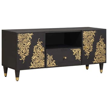 vidaXL TV Kast met lade Zwart 105 x 33 x 46 cm Massief Mango, Verzenden, Nieuw
