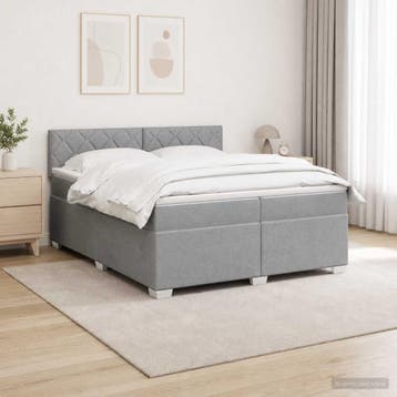 vidaXL Boxspringbed met matras en LED Lichtgrijs 200 x 200, Verzenden, Nieuw