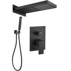 Luxe inbouw regendouche set mat zwart met muursteun KORTING, Verzenden, Nieuw, Douche