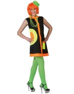 Jaren 70 retro jurk neon, Ophalen of Verzenden