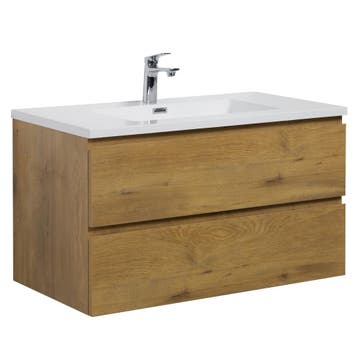 Badkamermeubel Set Angela 90 cm Eiken Badmeubel, Verzenden, Nieuw