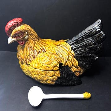 Vintage Poulet Barbotine - Tafelmiddenstuk - Emaille,