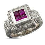 Bague - 18 carats Bague exclusive en or blanc 18K, rubis de, Bijoux, Sacs & Beauté, Bagues