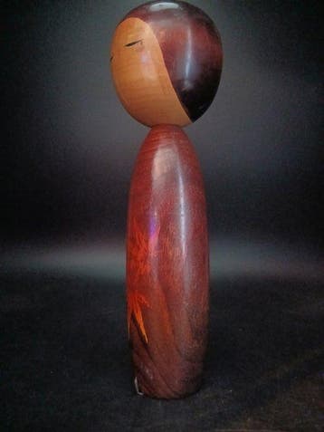 Figurine - Grote Vintage Ssaku Kokeshi Pop Aki (Herfst) -