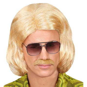 Blonde Pruik 70S Met Snor, Verzenden, Nieuw