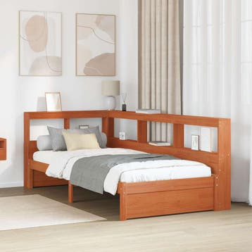 vidaXL Boekenkast Bed met hoofdeinde met opslag Massief, Verzenden, Nieuw