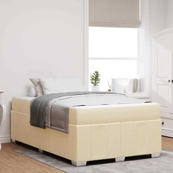 vidaXL Bedframe met matras Crème 120 x 190 cm Stof, Verzenden, Nieuw