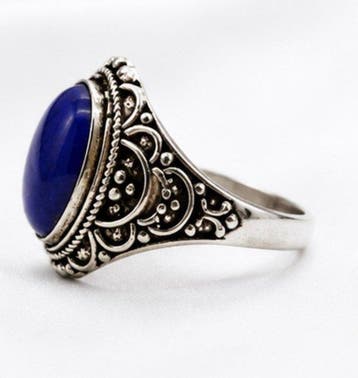 Vintage Sterling Zilver 925 Lapis Lazuli Ring - Ring