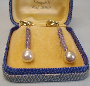 Oorbellen - 14 karaat Geel goud - 7.64ct. tw. Tanzaniet -, Nieuw