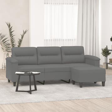 vidaXL Driezitsbank met voetenbank 180 cm microvezelstof, Verzenden