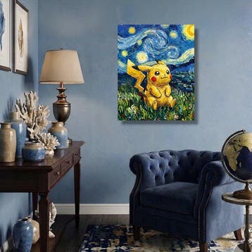 AT9 - [Canvas L] Pikachu Nella Notte Stellata, Nieuw