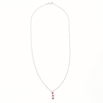 Collier - 18 carats Or blanc - Rubis rose / Diamant, Handtassen en Accessoires, Kettingen, Nieuw